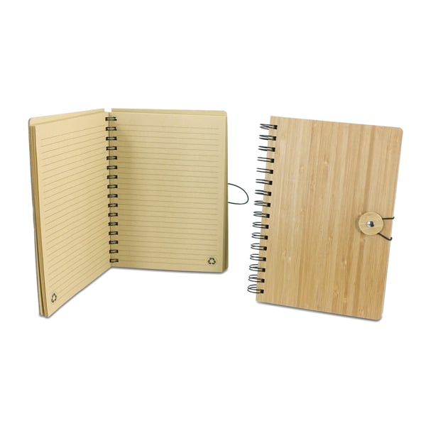 מחברת ספירלה אקולוגית A5 עם כריכת במבוק ונייר ממוחזר