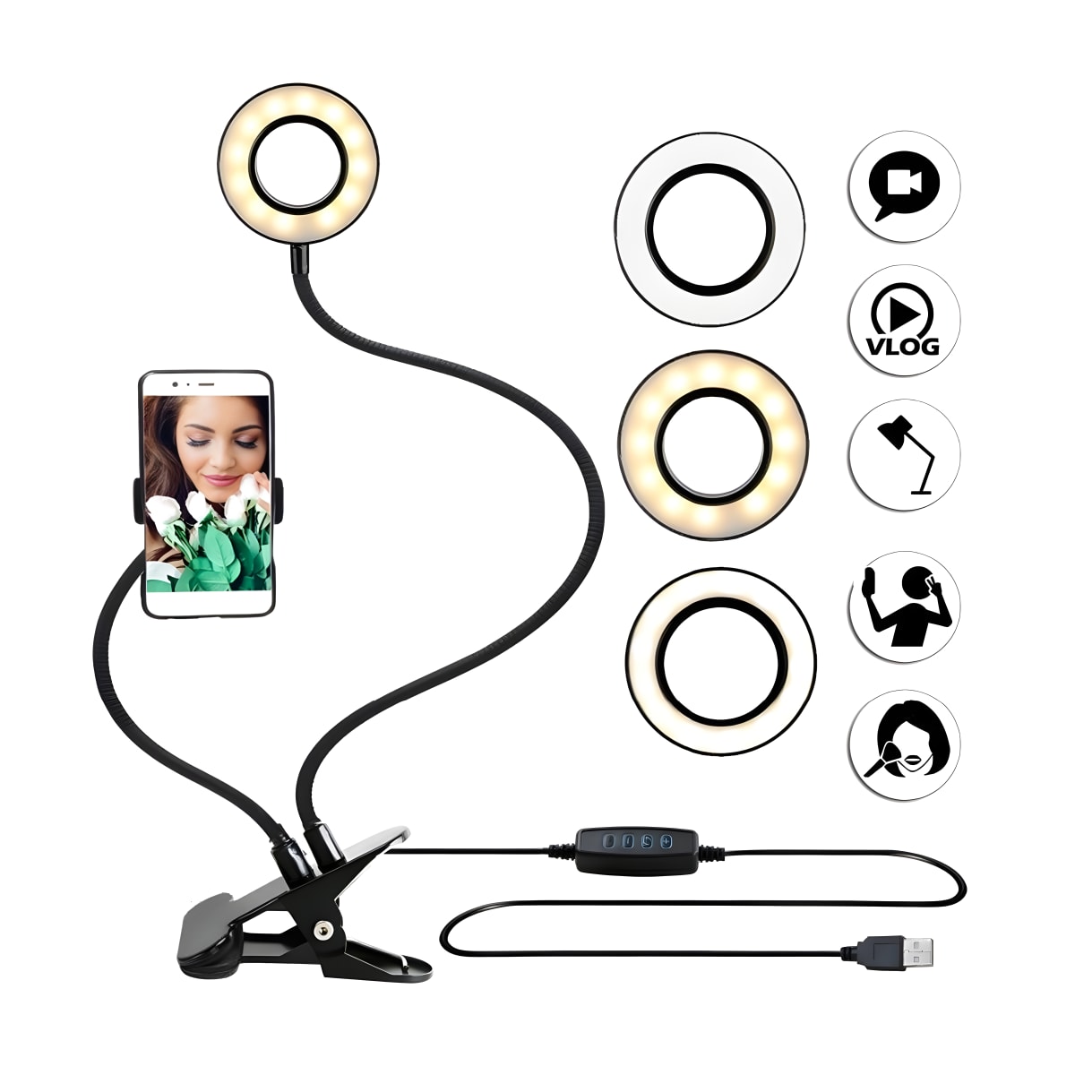 טבעת תאורת לד מקצועית עם שלט – ווגה