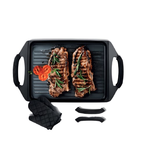 פלטת גריל עם חבקי סיליקון וכפפות Naaman לצלייה מושלמת