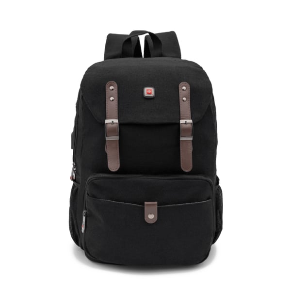 תיק גב למחשב נייד POLOSWISS HERSHIN עם רצועות עור וגימור זמש