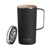 Tower Mug ספל תרמי נירוסטה ציפוי קרמי פנימי PURAMIC מכסה טריטן 600 מ"ל מבית ASOBU - שחור