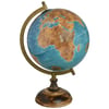 Shimmering Blue Desktop Globe on Copper and Wood Base