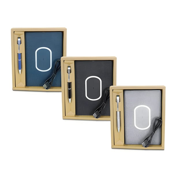 Combi Network Set: Wireless Charging Notebook & Metal Pen