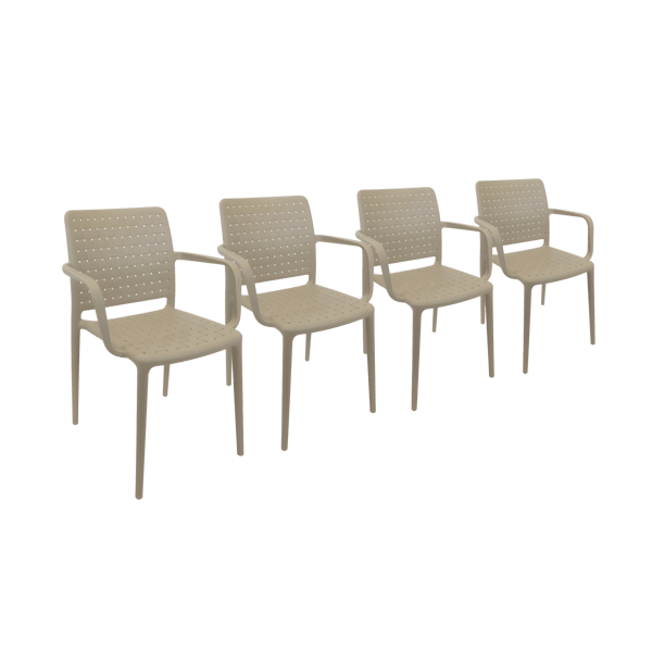Set of 4 Luxury Beige Chairs Made of Polypropylene and Fiberglass - FAME-K by PAPATYA