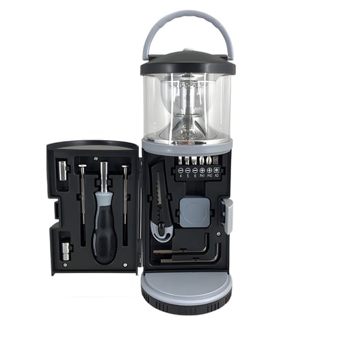 מארז שימושי לבית: פנס מתכוונן וסט כלים - 19 חלקים