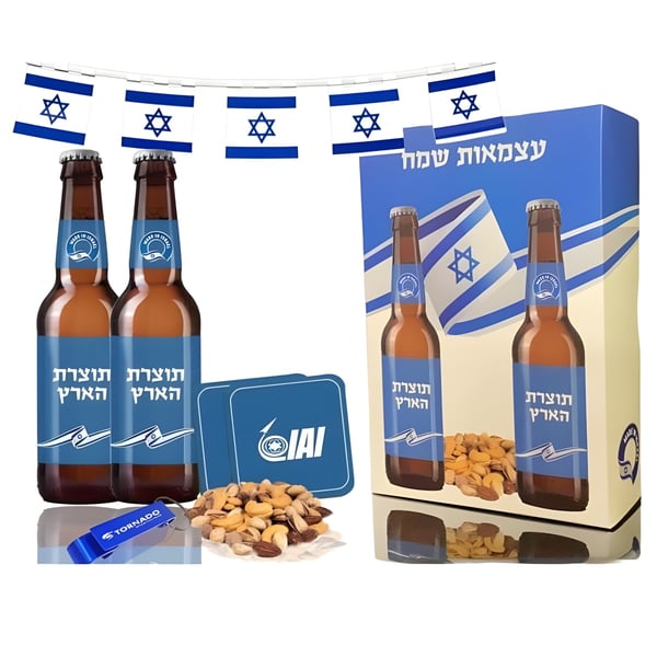 מארז פרימיום של בירות ישראליות ופיצוחים