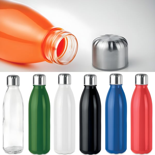 Aspen Glass Water Bottle with Stainless Steel Lid