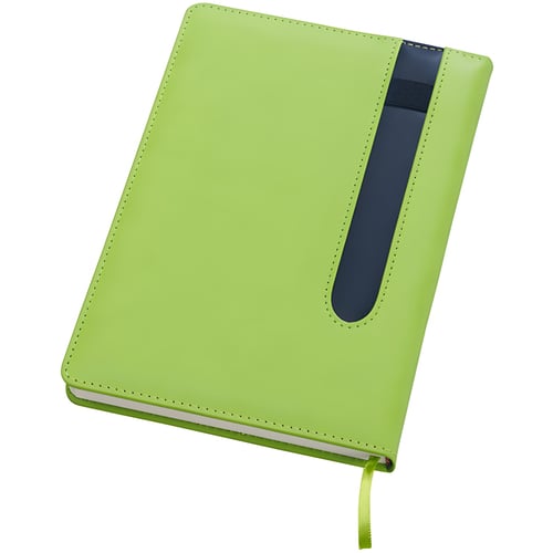 מחברת עסקים A5 עם מקום לעט בחזית - ירוק