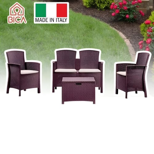 סט גינה איטלקי יוקרתי לידו 2+1+1 בצבע חום