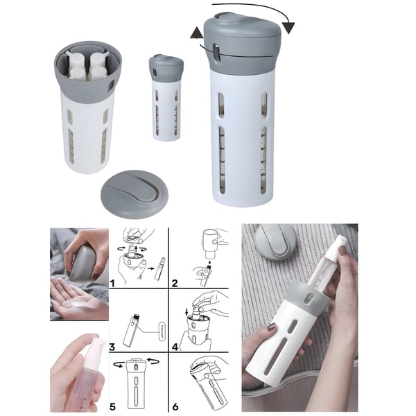 ערכת נסיעות חדשנית עם 4 בקבוקונים