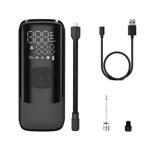 משאבה רב תכליתית נטענת 2000mAh לניפוח רכבים, אופנועים, אופניים וכדורים עם סוללה ופנס