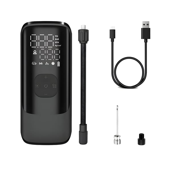Multi-Purpose Rechargeable Pump 2000mAh for Quick Inflation of Cars, Motorcycles, Bicycles & Balls with Backup Battery & Light