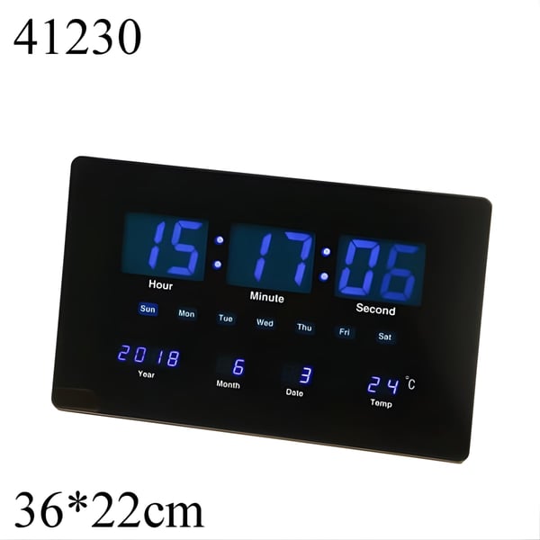שעון קיר דיגיטלי מעוצב בצבע כחול