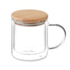 Double Glass Cup with Bamboo Lid and Colorful Handles