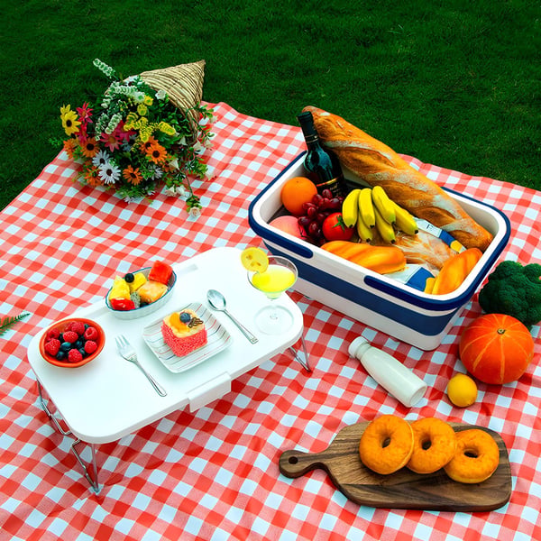Compact Picnic Basket with Folding Table