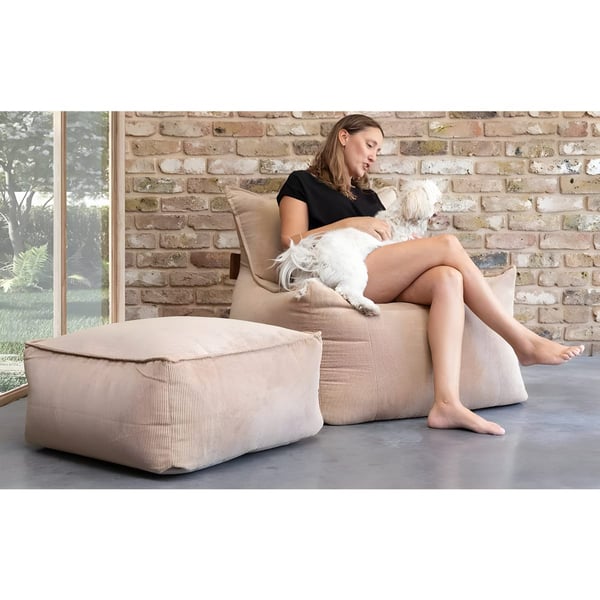 Relax Armchair in Corduroy with High Back and Ottoman by Milga