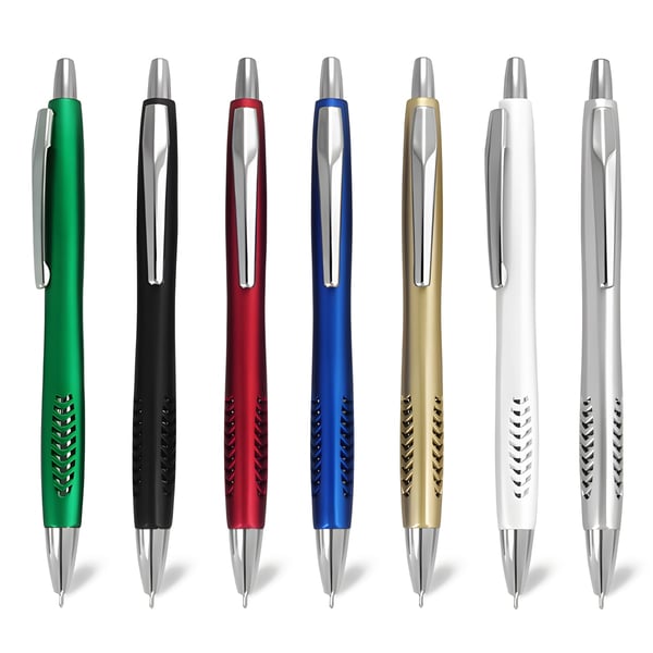 עט ג'ל מעוצב עם חוד מחט ואבזרי מתכת בצבעים מטאליים