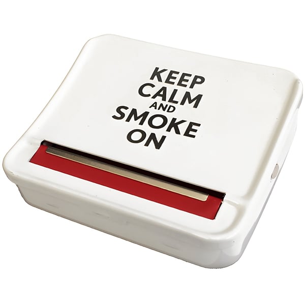 קופסת מתכת לגלגול סיגריות בעיצוב 'KEEP CALM'