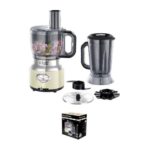 Retro Style Food Processor & Blender in Cream - Russell Hobbs