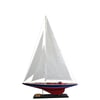 Handmade Wooden Luxury Sailing Yacht in Bordeaux and Blue, 60x88 cm