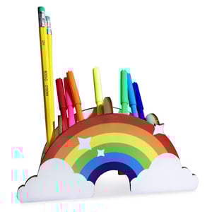 קופסת אחסון מעץ עם תאים לכלי כתיבה