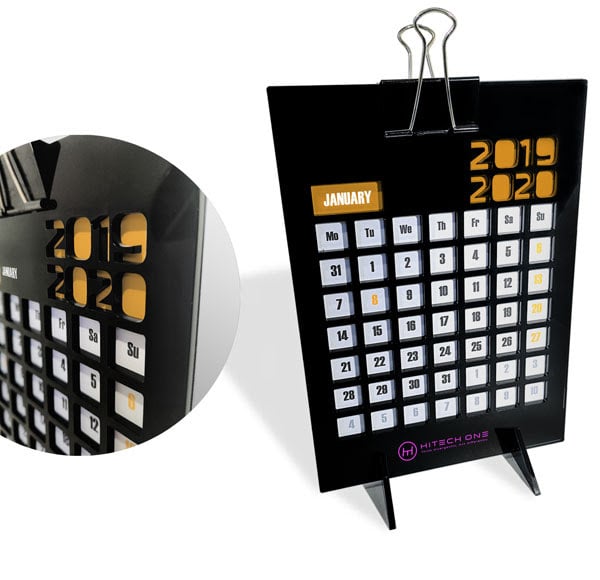 Desktop Calendar with Colorful Clips