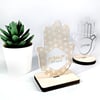 Stylish Transparent Hamsa with Wooden Base
