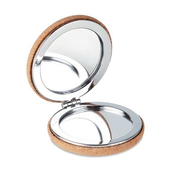 Round Pocket Mirror with Natural Cork Finish