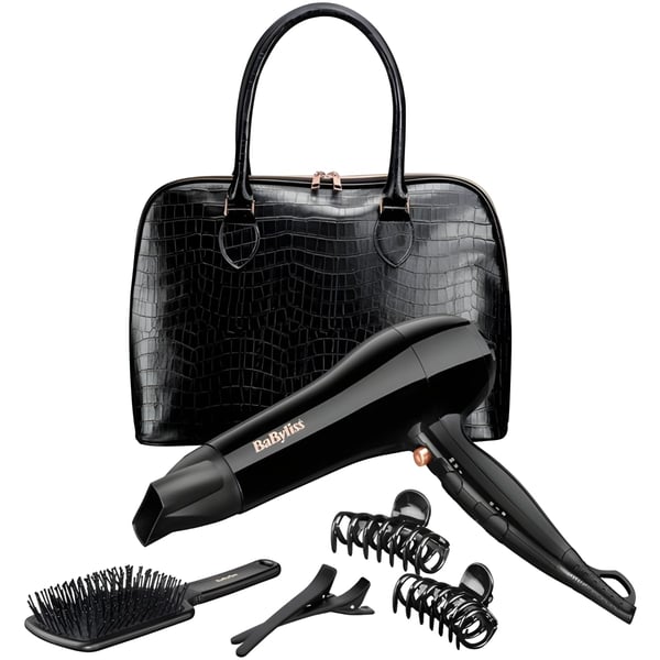 Women's Beauty Kit with Leather Bag, Hair Dryer, and Comb