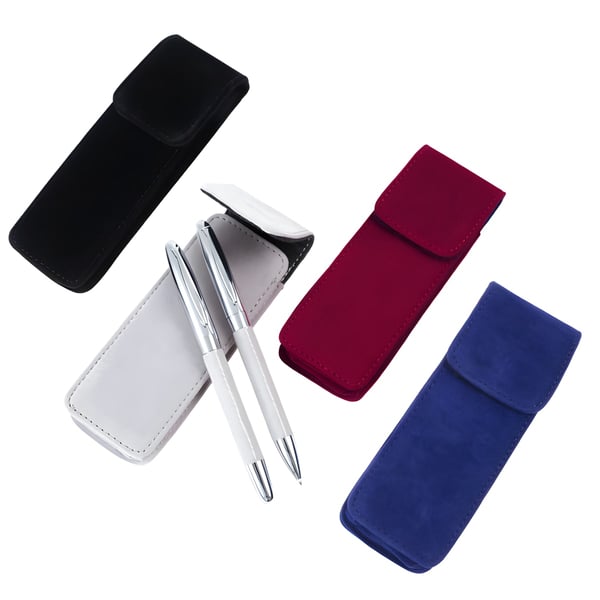 Luxury Metal and Velvet Ballpoint & Roller Pen Set