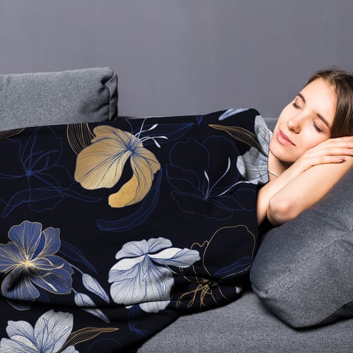 שמיכת כרבולית זוגית מבד קורל פליז עם הדפס צבעוני