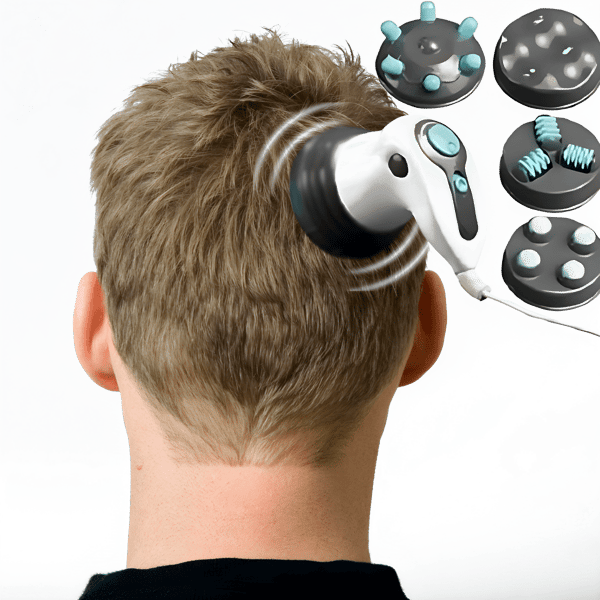 Electric Massage Device with 4 Heads & Variable Speeds for Stress Relief