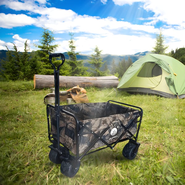 עגלת קמפינג מסיבית ומתקפלת עם גלגלים רחבים לנשיאת ציוד עד 100 ק"ג