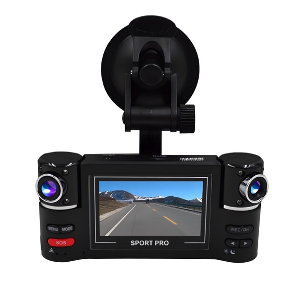 Dual-Lens Car Camera with Motion Tracking and Digital Zoom