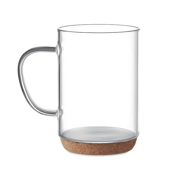 Durable Borosilicate Glass Mug with Cork Base