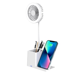 מטען אלחוטי 15w המשולב עם מעמד עטים ומאוורר