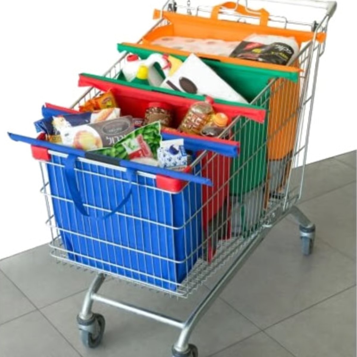 סט 3 תאים מבד ממוחזר עם תא צידנית לעגלת קניות