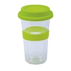 כוס זכוכית עם דופן כפולה ומכסה סיליקון - ביקל 370 מ"ל