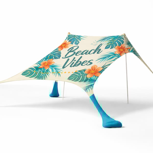 ציליית חוף ענקית XL עם הדפסה אישית - מתאימה ל-4 עד 6 אנשים