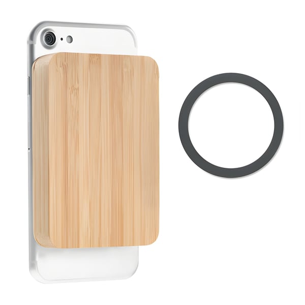 Eco-Friendly Magnetic Bamboo Wireless Charger & Power Bank