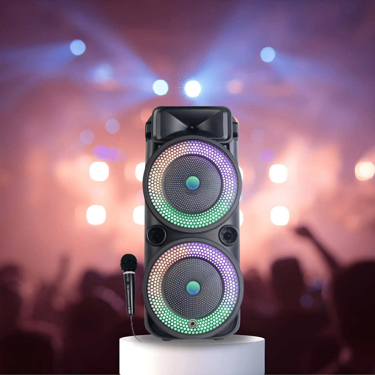 מערכת רמקולים דיגיטלית עם אורות LED ומיקרופון