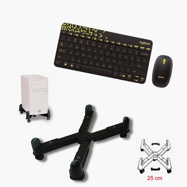 סט מקלדת ועכבר אלחוטיים LOGITECH עם מעמד מחשב על גלגלים