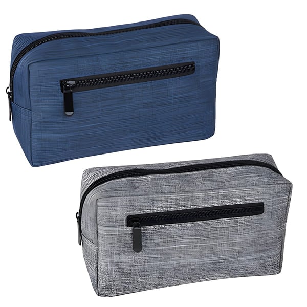 תיק כלי רחצה עם כיס רוכסן קדמי - לבחירה בצבעים אפור וכחול