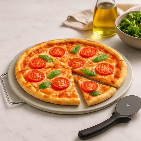 פיצה עגבניות שרי וריחניות בצלחת