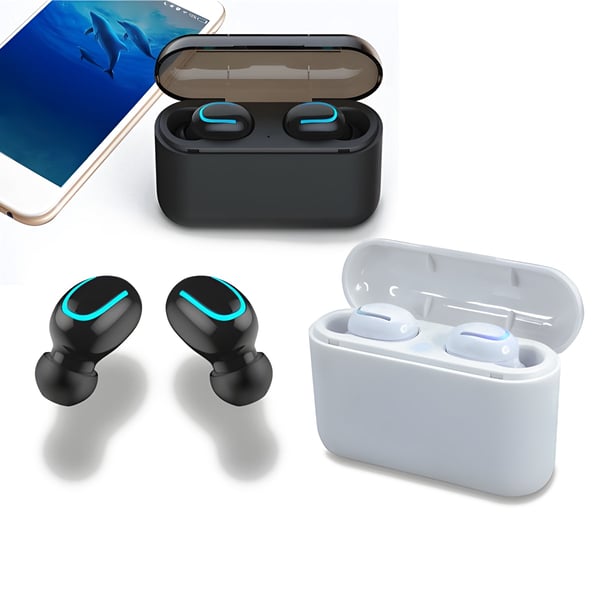 אוזניות בלוטות' אלחוטיות קומפקטיות עם תיבת טעינה