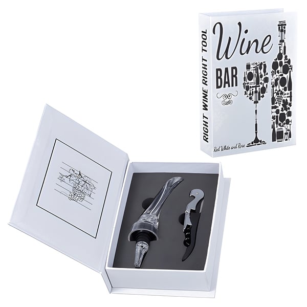 מארז מתנה לעיצוב יין בצורת ספר - 2 חלקים