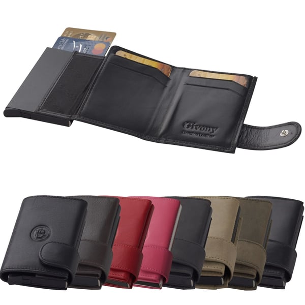 ארנק עור RFID ו-NFC בטיחותי עם תא לכרטיסים ושטרות