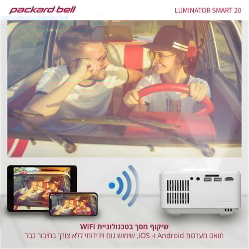 מקרן וידאו עוצמתי 3500 לומנס עם מראת מסך WiFi עד 120 אינץ'