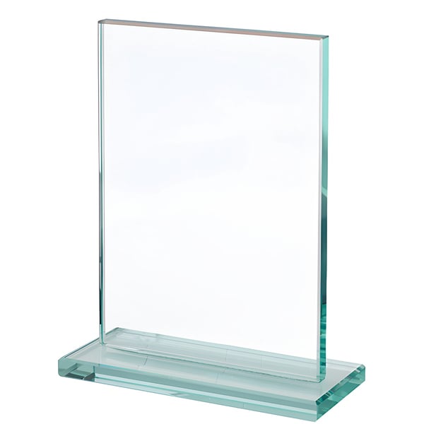 Rectangular Crystal Glass Award with Built-in Base