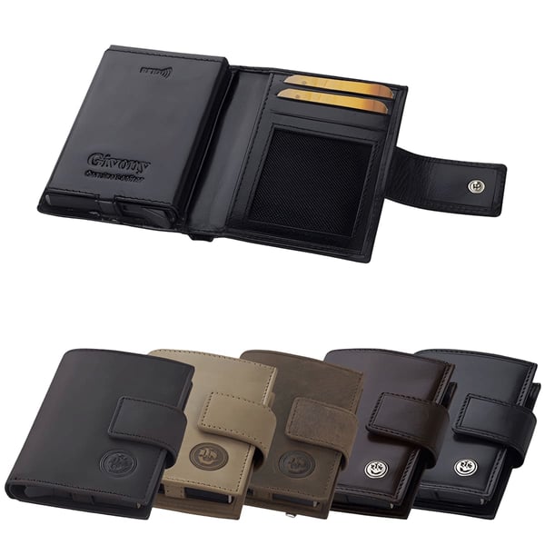 Leather Safety Wallet with RFID + NFC Protection for Credit Cards